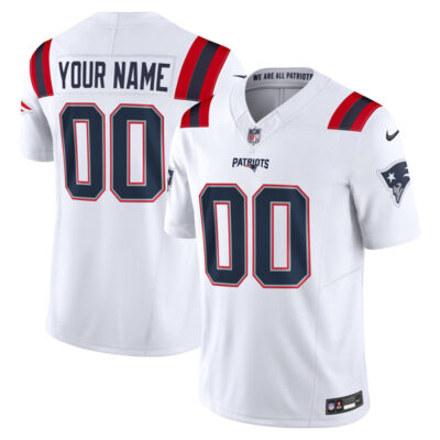 Custom New England Patriots White Away Vapor F.U.S.E Limited Jersey - All Stitched