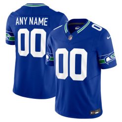 Custom Seattle Seahawks Royal Blue Throwback Vapor F.U.S.E Limited Jersey - All Stitched