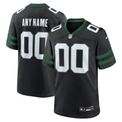 Custom New York Jets Legacy Black Alternate Game Jersey - All Stitched
