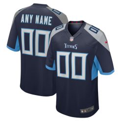 Custom Tennessee Titans Navy Home Game Jersey - All Stitched
