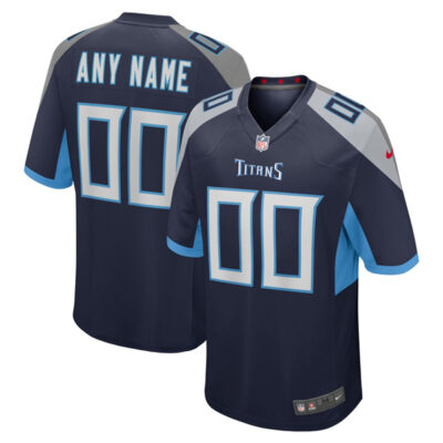 Custom Tennessee Titans Navy Home Game Jersey - All Stitched
