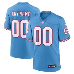 Custom Tennessee Titans Oilers Throwback Light Blue Game Jersey - All Stitched