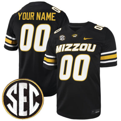 Custom Missouri Tigers Football Black Jersey - All Stitched