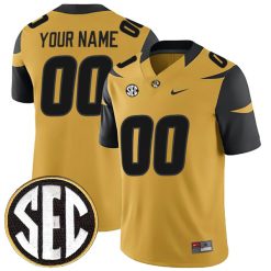 Custom Missouri Tigers Football Gold Jersey - All Stitched