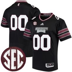 Custom Mississippi State Bulldogs Football Black Premier Jersey - All Stitched