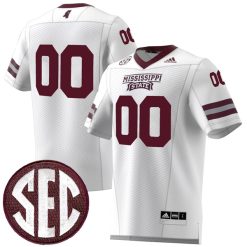 Custom Mississippi State Bulldogs Football White Premier Strategy Jersey - All Stitched