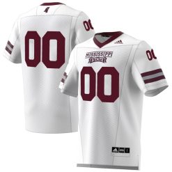 Custom Mississippi State Bulldogs Football White Premier Strategy Jersey - All Stitched