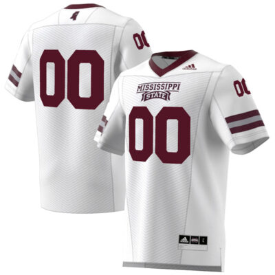 Custom Mississippi State Bulldogs Football White Premier Strategy Jersey - All Stitched