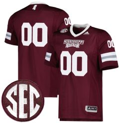 Custom Mississippi State Bulldogs Football Maroon Premier Jersey - All Stitched