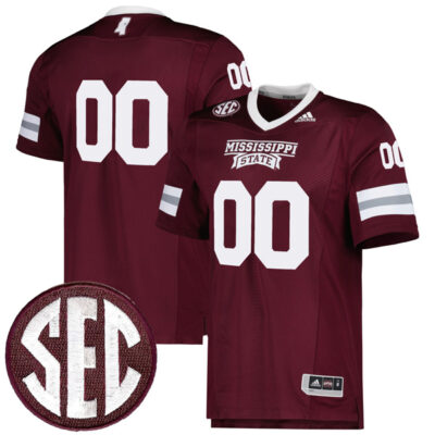 Custom Mississippi State Bulldogs Football Maroon Premier Jersey - All Stitched
