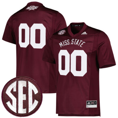 Custom Mississippi State Bulldogs Football Maroon Dowsing X Bell 50th Anniversary Jersey - All Stitched