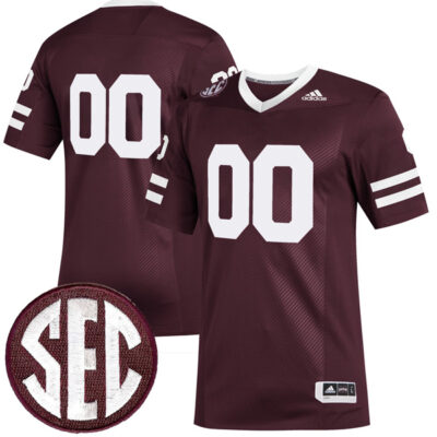 Custom Mississippi State Bulldogs Football Maroon Premier Strategy Jersey - All Stitched