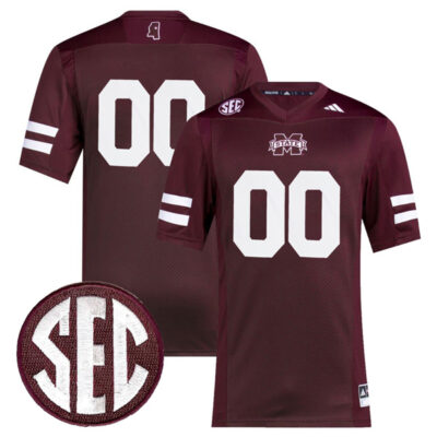 Custom Mississippi State Bulldogs Football Maroon Premier Jersey - All Stitched