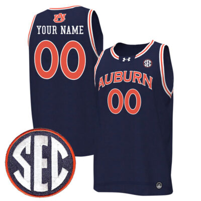 Custom Auburn Tigers Basketball Navy Jersey - All Stitched