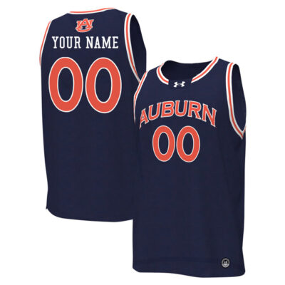 Alternative view of Custom Auburn Tigers Basketball Navy Jersey - All Stitched
