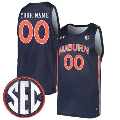 Custom Auburn Tigers Basketball Navy Alternate Jersey - All Stitched