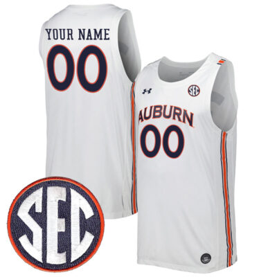 Custom Auburn Tigers Basketball White Alternate Jersey - All Stitched