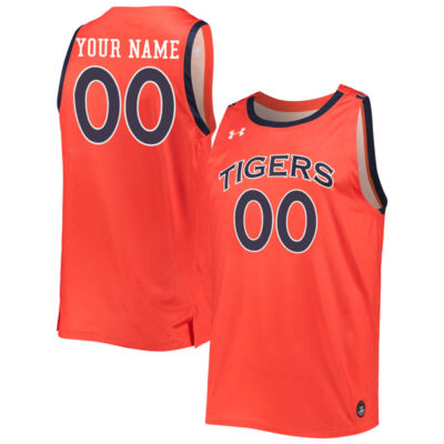 Alternative view of Custom Auburn Tigers Basketball Orange Alternate Jersey - All Stitched