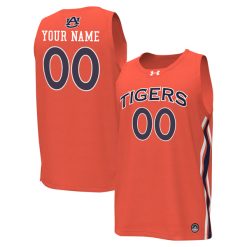 Alternative view of Custom Auburn Tigers Basketball Orange Jersey - All Stitched