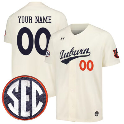 Custom Auburn Tigers Baseball Cream Jersey - All Stitched
