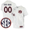 Custom Auburn Tigers Baseball White Pinstripe Jersey - All Stitched
