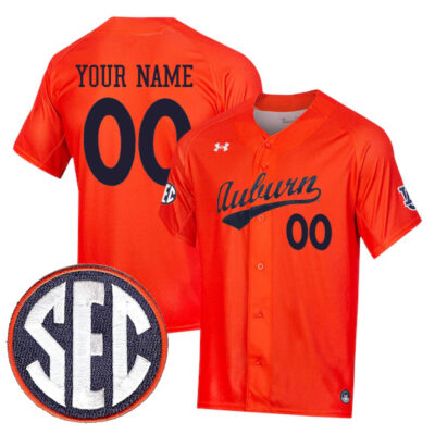 Custom Auburn Tigers Baseball Orange Jersey - All Stitched