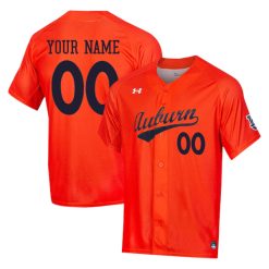 Alternative view of Custom Auburn Tigers Baseball Orange Jersey - All Stitched