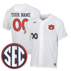Custom Auburn Tigers Baseball White Jersey - All Stitched