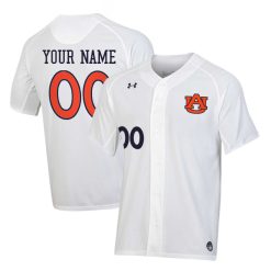 Alternative view of Custom Auburn Tigers Baseball White Jersey - All Stitched