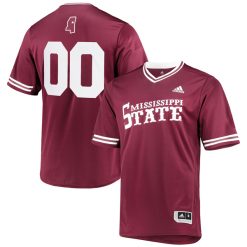 Alternative view of Custom Mississippi State Bulldogs Maroon Baseball Jersey - All Stitched