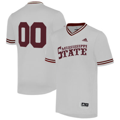 Custom Mississippi State Bulldogs Baseball White V Neck Jersey - All Stitched