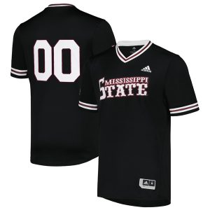 Custom Mississippi State Bulldogs Baseball Black V Neck Jersey - All Stitched