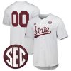 Custom Mississippi State Bulldogs White Baseball Jersey - All Stitched