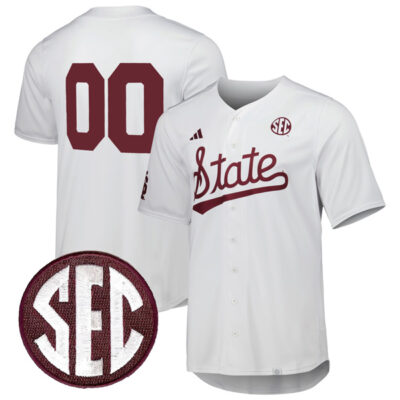 Custom Mississippi State Bulldogs White Baseball Jersey - All Stitched
