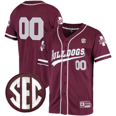 Custom Mississippi State Bulldogs Baseball Colosseum Maroon Jersey - All Stitched