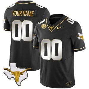 Custom Texas Longhorns Football Black Gold Limited Jersey - All Stitched