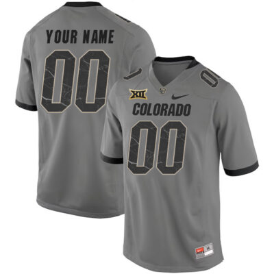 Custom Colorado Buffaloes Football Grey Alternate Jersey - All Stitched
