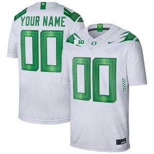 Custom Oregon Ducks Football White Away Jersey - All Stitched