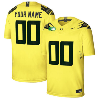Custom Oregon Ducks Football Yellow Alternate Jersey - All Stitched