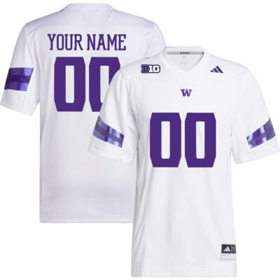 Custom Washington Huskies Football White Premier Jersey - All Stitched