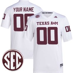 Custom Texas A&M Aggies Football White Premier Jersey - All Stitched