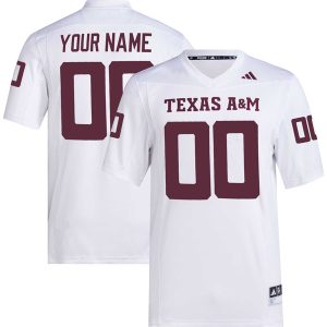 Custom Texas A&M Aggies Football White Premier Jersey - All Stitched
