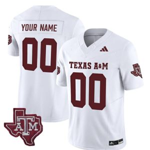 Custom Texas A&M Aggies Football White Vapor Limited Jersey - All Stitched