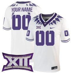 Custom TCU Horned Frogs Football White Away Game Jersey - All Stitched