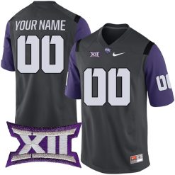 Custom TCU Horned Frogs Football Anthracite Jersey - All Stitched