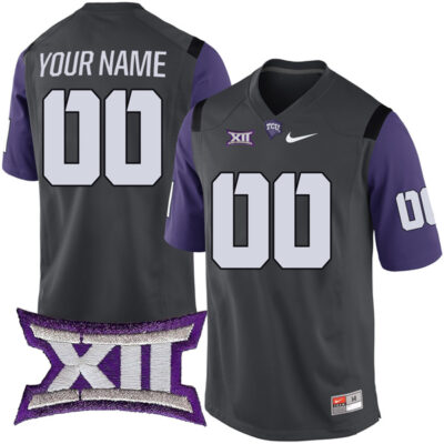 Custom TCU Horned Frogs Football Anthracite Jersey - All Stitched