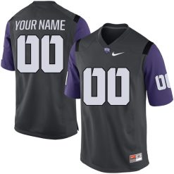 Custom TCU Horned Frogs Football Anthracite Jersey - All Stitched