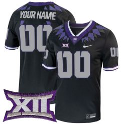 Custom TCU Horned Frogs Football Black Alternate Game Jersey - All Stitched