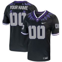 Custom TCU Horned Frogs Football Black Alternate Game Jersey - All Stitched