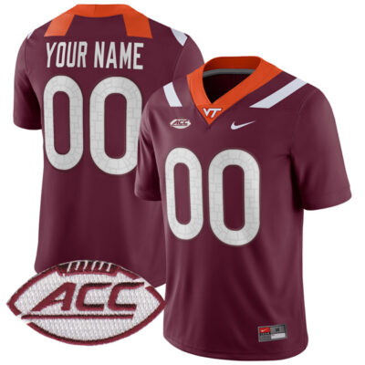 Custom Virginia Tech Hokies Football Maroon Home Game Jersey - All Stitched